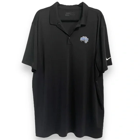 Nike Golf Black NBA Orlando Magic Basketball Collared Dri Fit Golf Polo Size XXL